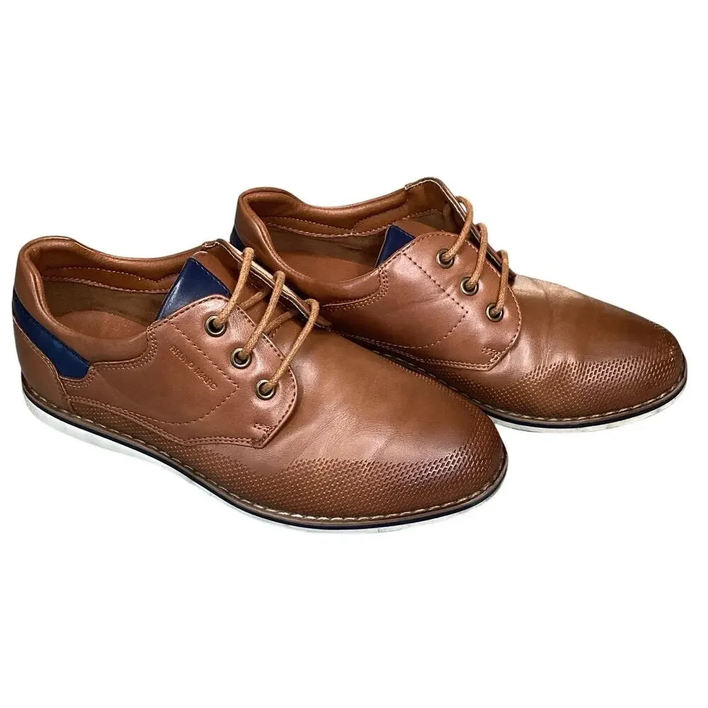 Bruno Marc Boys Brown Dress Shoes Size 2 Oxford Lace-Up Formal Shoes EU 33.5